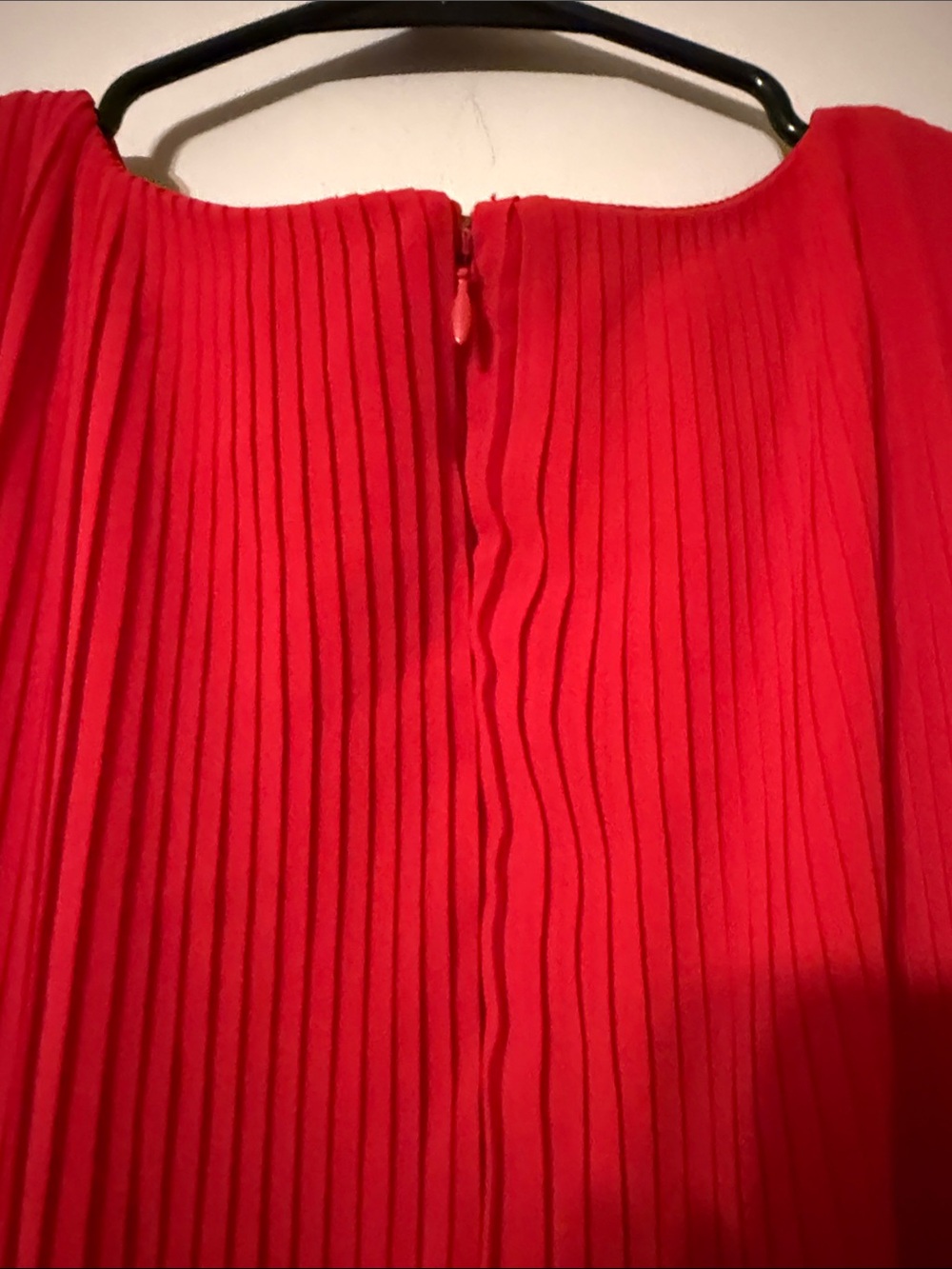 Alex Marie Red Pleated Midi Dress with Floral Trim - Picture 5 of 7